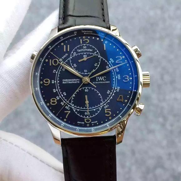 YL厂万国葡萄牙计时追秒系列蓝面机械手表