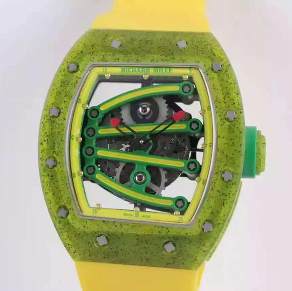 RM理查德米勒RM 59-01直径50.24X42.70毫米,男士手表，材质：纳米碳管机芯，型号：原装进口自动机械机芯，振频：21600每小时振荡次数，硅胶表带，透底