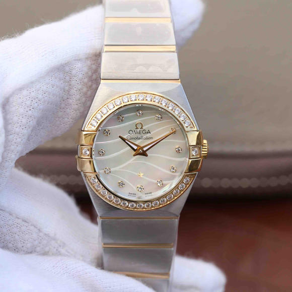 v6欧米茄星座系列27毫米石英腕表 ，女士腕表，精钢表带，石英机芯