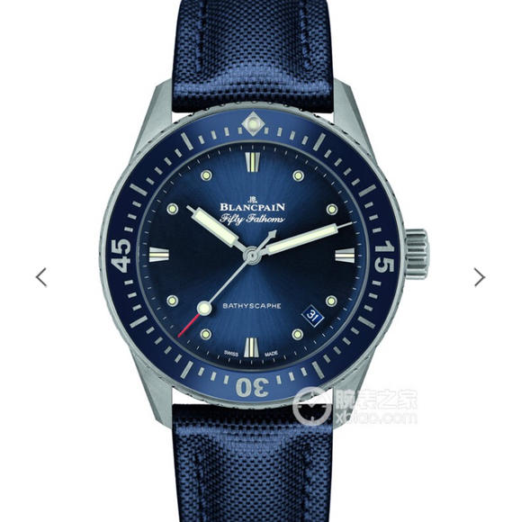 宝珀五十噚系列5000-1140-O52A，腕表采取316精钢材料，男士腕表，自动机械机芯，绢丝表带