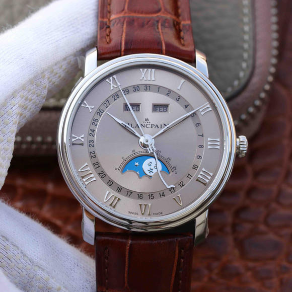 OM宝珀6654最强V2升级版 宝珀villeret经典6654月相显示系列  皮表带 自动机械机芯 男士腕表