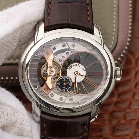 V9爱彼千禧系列15350款男装腕表，皮表带，自动机械机芯 男士腕表