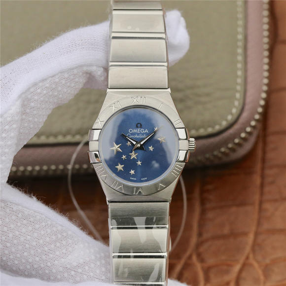TW欧米茄女款星座系列27mm蓝盘石英腕表